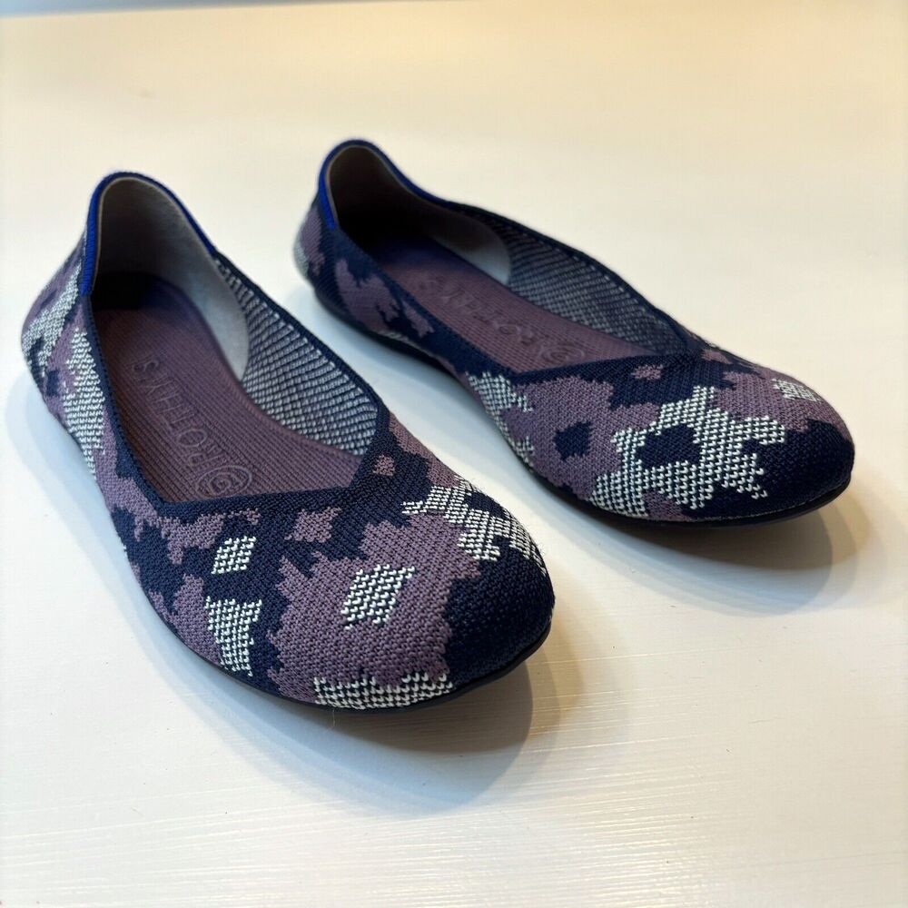 Rothy's Women's The Flat Round Toe Botanicamo Purple Camo Ballet Flats US Size 6